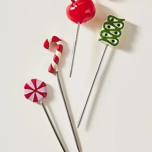 NWT Anthropologie Christmas Candy Bon Bon Cocktail Picks - Picture 2 of 2